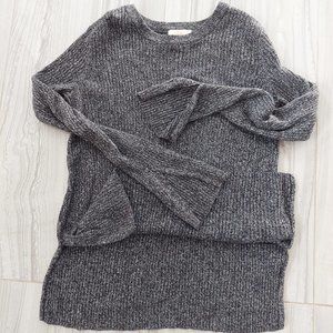 H&M Dark Grey Knit Long Sleeve Side Vent Cotton Blend Sweater, Size S